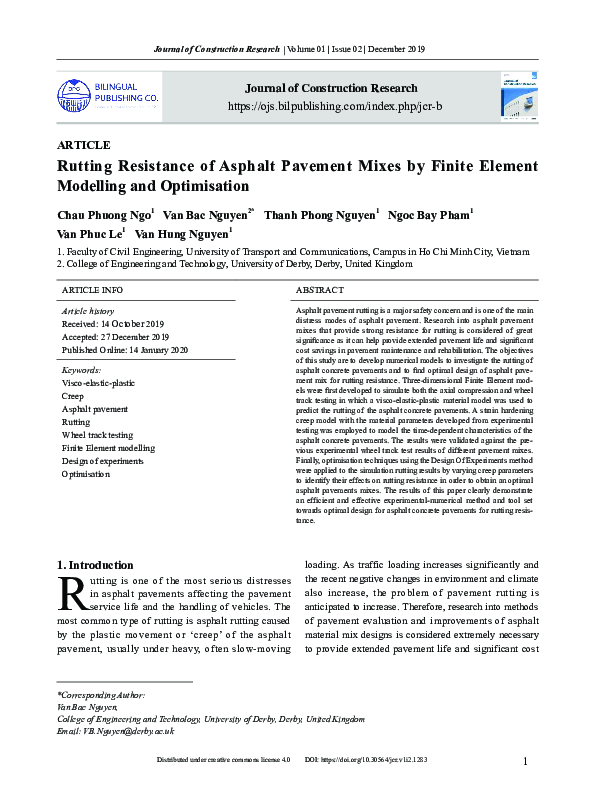 (PDF) Rutting Resistance of Asphalt Pavement Mixes by Finite Element ...