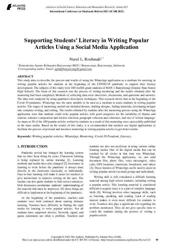 (PDF) Supporting Students’ Literacy in Writing Popular Articles Using a ...