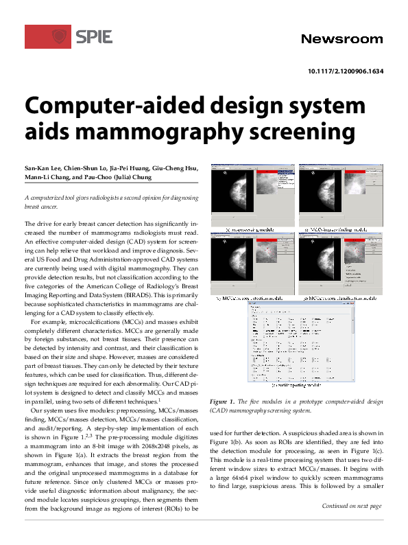 (PDF) Computer-aided design system aids mammography screening