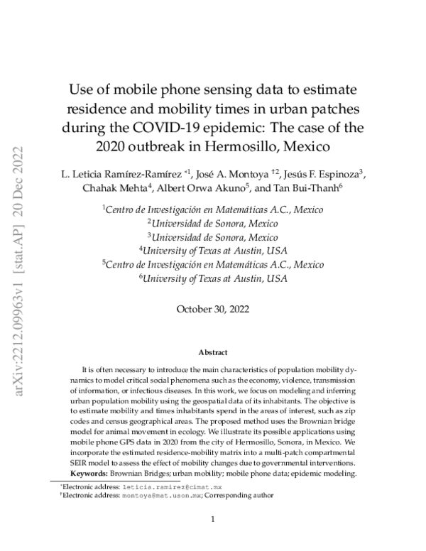 (PDF) Use of mobile phone sensing data to estimate residence and ...