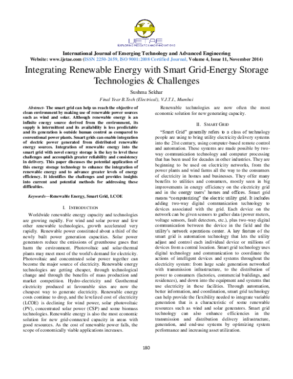 (PDF) Integrating Renewable Energy with Smart Grid-Energy Storage ...