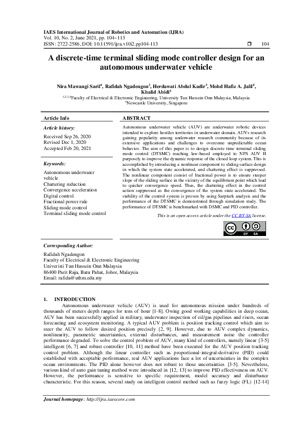 (PDF) A discrete-time terminal sliding mode controller design for an ...