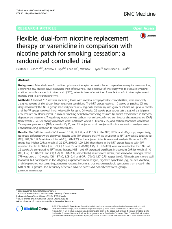 (PDF) Flexible, dual-form nicotine replacement therapy or varenicline ...