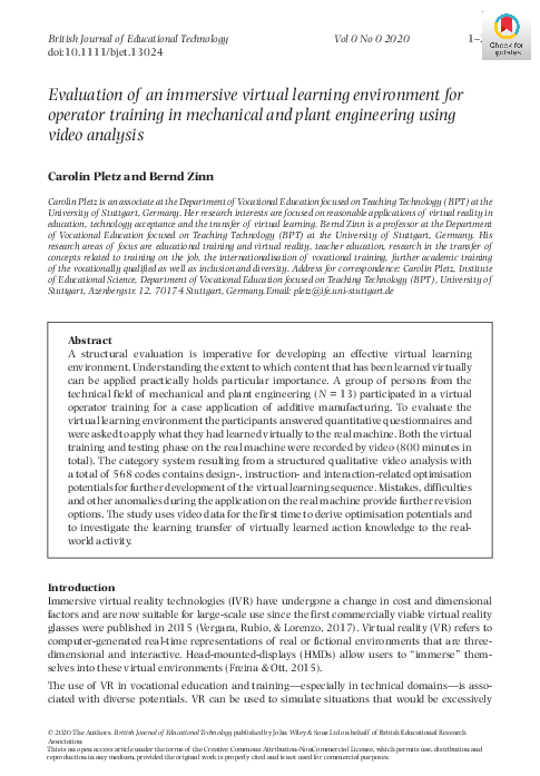 (PDF) Evaluation of an immersive virtual learning environment for ...