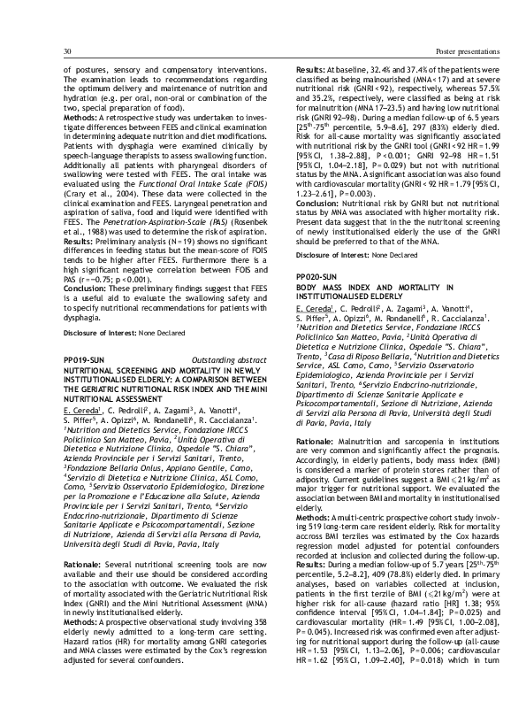 (PDF) PP020-SUN Body Mass Index and Mortality in Institutionalised Elderly