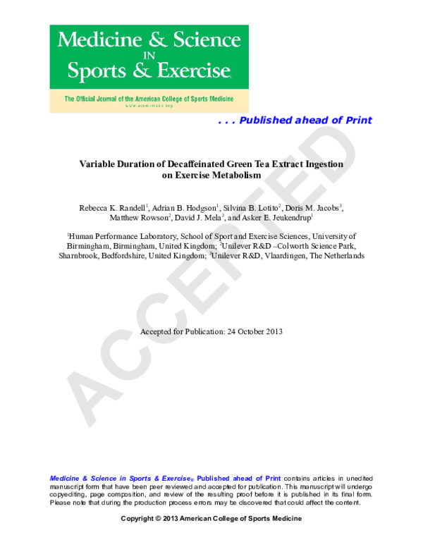(PDF) Variable duration of decaffeinated green tea extract ingestion on ...