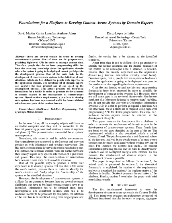 (PDF) Foundations for a platform to develop context-aware systems by ...