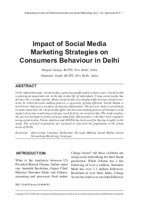 (PDF) Impact of Social Media Marketing Strategies on Consumers ...
