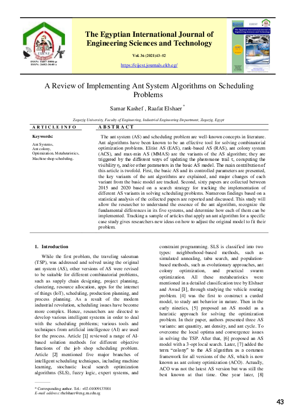 (PDF) A Review of Implementing Ant System Algorithms on Scheduling Problems