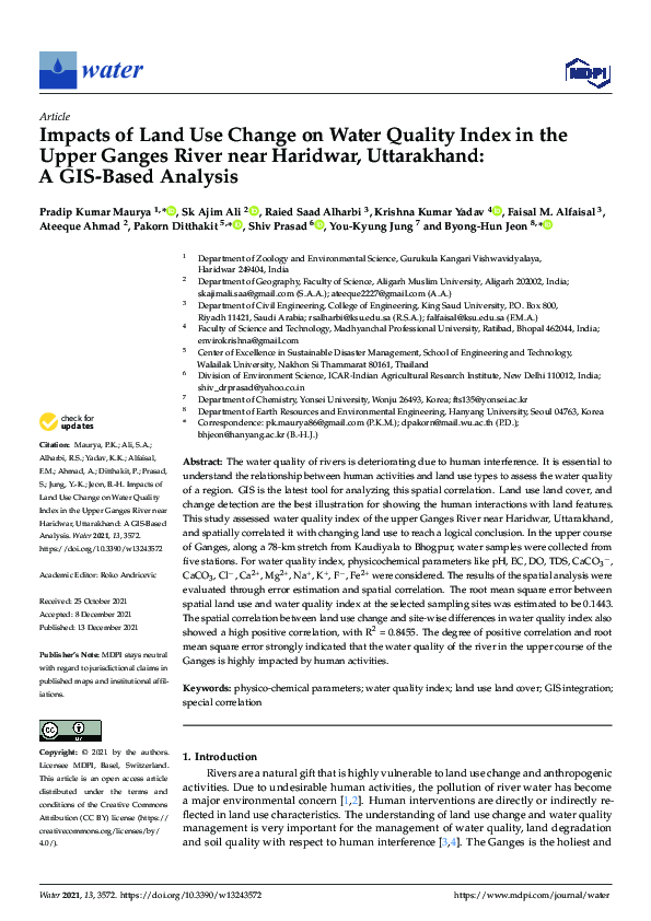 (PDF) Impacts of Land Use Change on Water Quality Index in the Upper ...