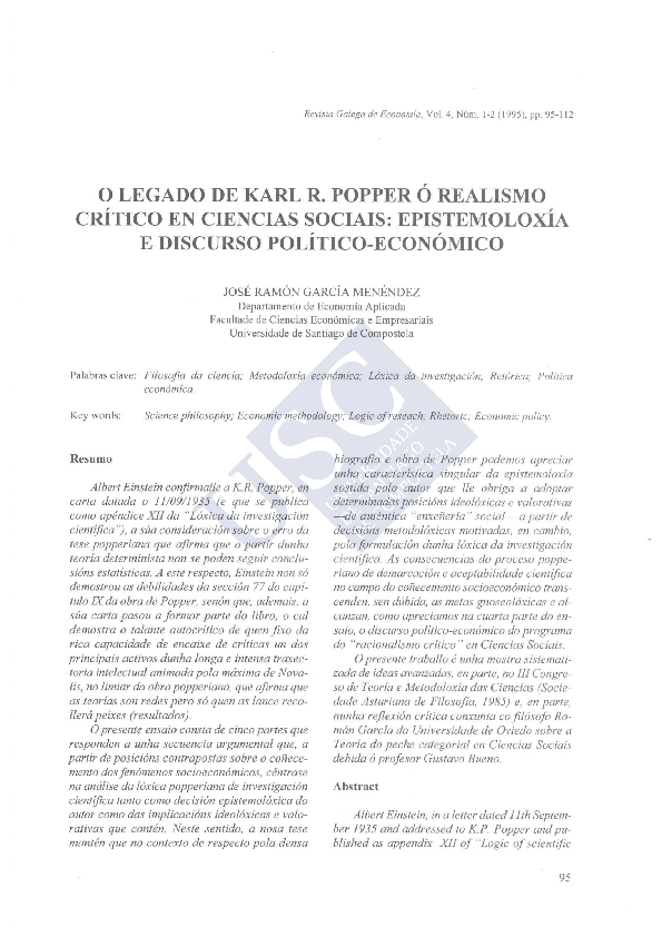 (PDF) O legado de Karl R.Popper ó realismo crítico en ciencias sociais ...