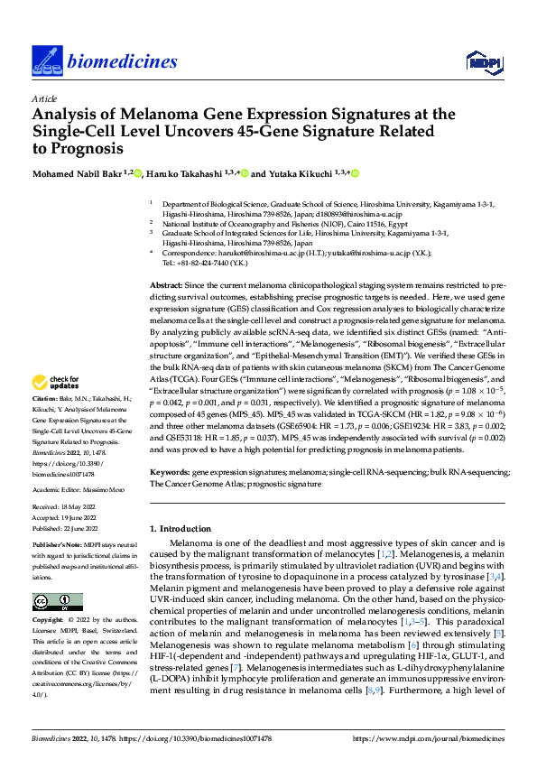 (PDF) Analysis of Melanoma Gene Expression Signatures at the Single ...