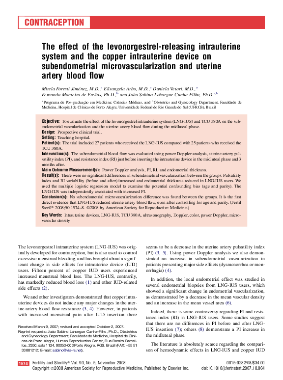 (PDF) The effect of the levonorgestrel-releasing intrauterine system ...