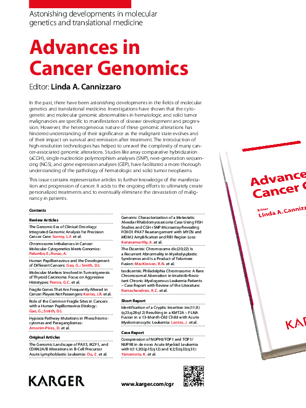 (PDF) Advances in Cancer Genomics