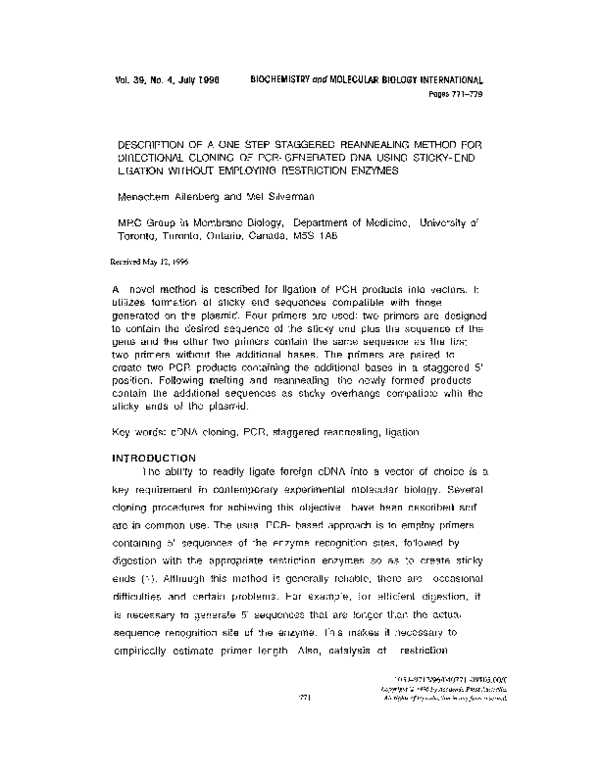 (PDF) Description of a one step staggered reannealing method for ...