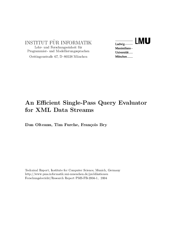 (PDF) An efficient single-pass query evaluator for XML data streams