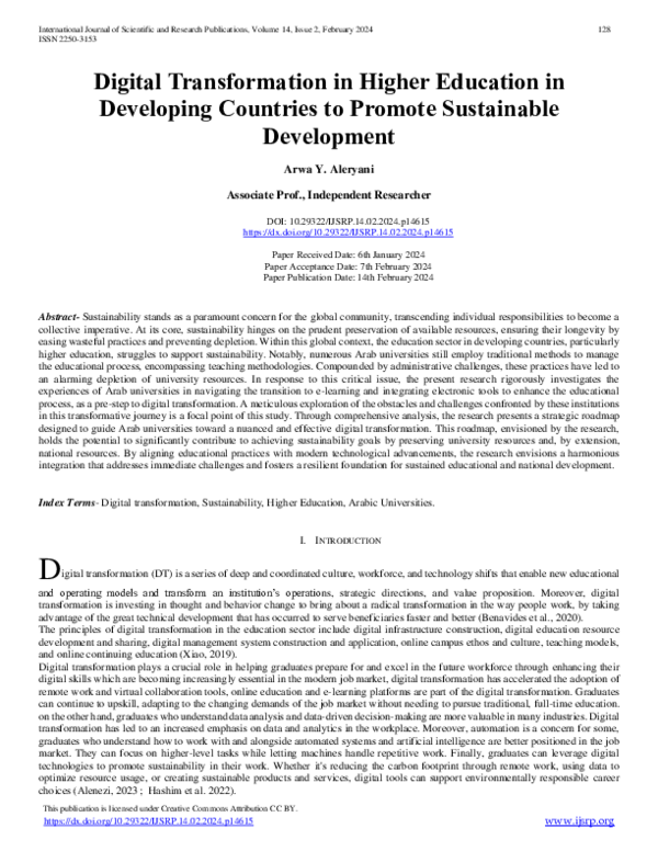 (PDF) Digital Transformation in Higher Education in Developing ...