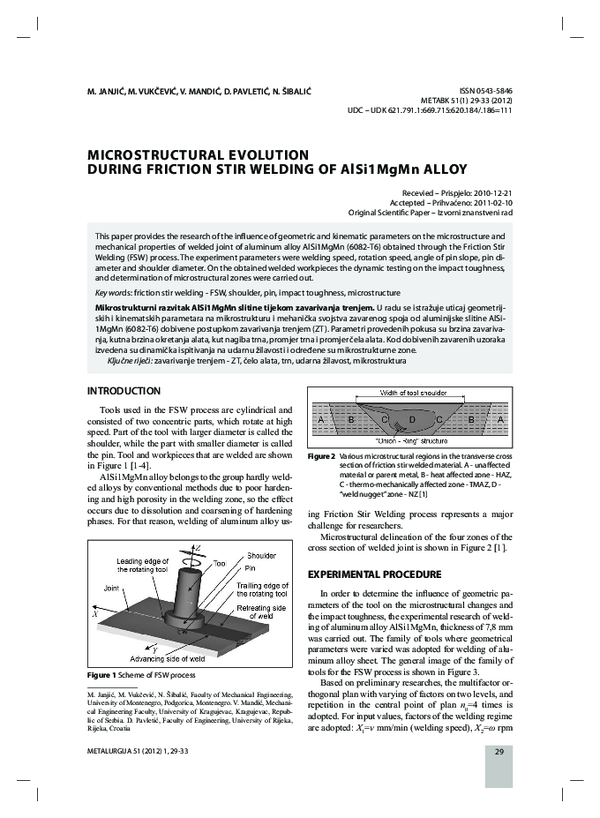 (PDF) Microstructural evolution during friction stir welding of ...
