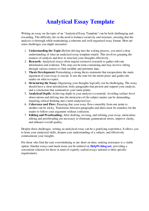 (PDF) Analytical Essay Template