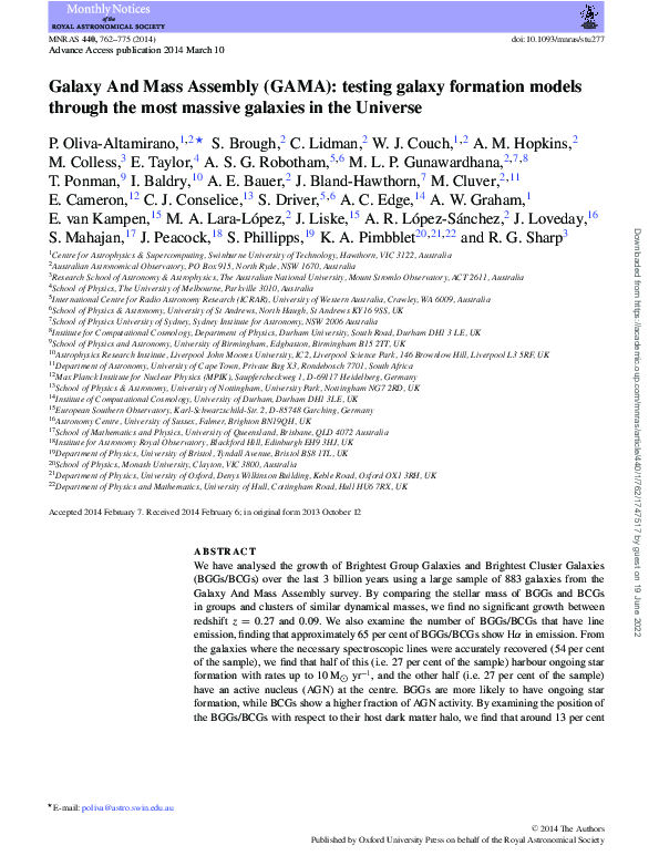 (PDF) Galaxy And Mass Assembly (GAMA): testing galaxy formation models ...