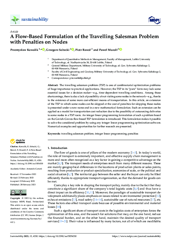 (PDF) A Flow-Based Formulation of the Travelling Salesman Problem with ...