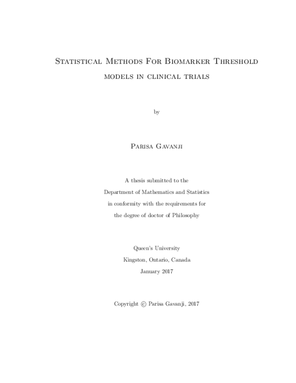 (PDF) Statistical Methods For Biomarker Threshold Models in Clinical Trials