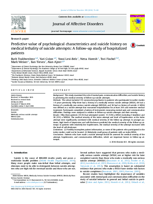 (PDF) Predictive value of psychological characteristics and suicide ...