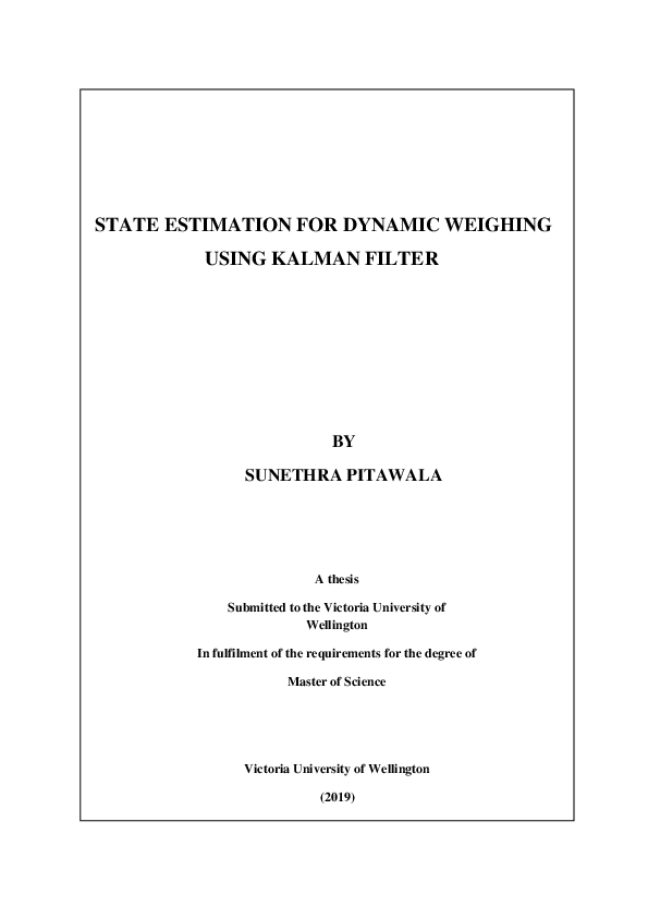 (PDF) State estimation for dynamic weighing using Kalman filter