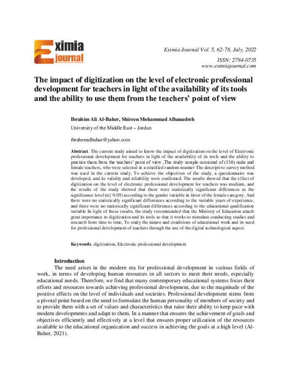 (PDF) The impact of digitization on the level of electronic ...