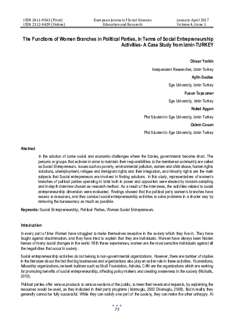 (PDF) The Functions of Women Branches in Political Parties, in Terms of ...