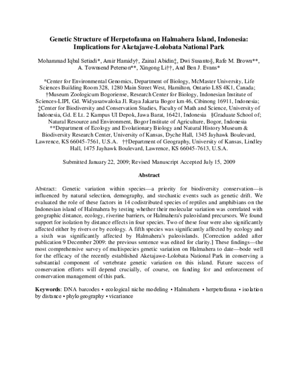 (PDF) Structure of Herpetofauna on Halmahera Island, Indonesia