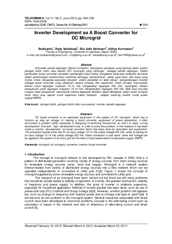 (PDF) Inverter Development as A Boost Converter for DC Microgrid