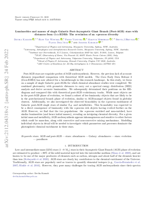 (PDF) Luminosities and masses of single Galactic Post-Asymptotic Giant ...