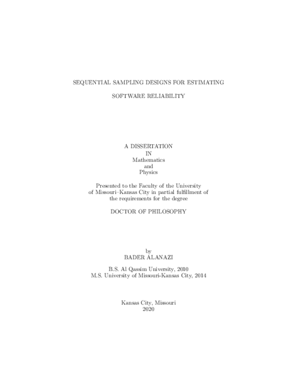 (PDF) Sequential Sampling Designs for Estimating Software Reliability