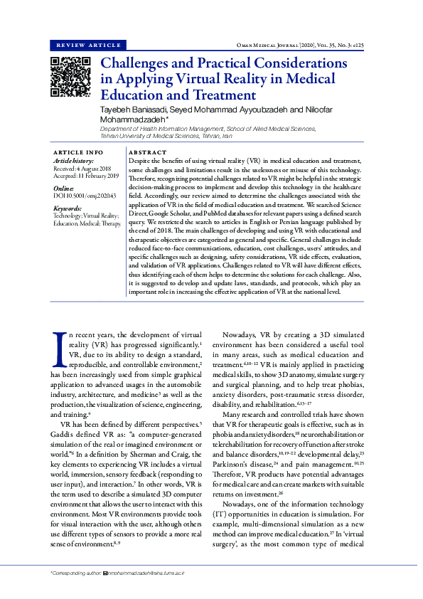 (PDF) Challenges and Practical Considerations in Applying Virtual ...