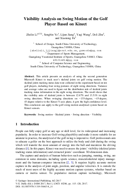 (PDF) Visibility Analysis on Swing Motion of the Golf Player Based on ...