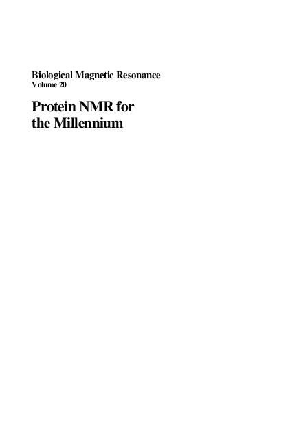 (PDF) Protein NMR for the Millennium