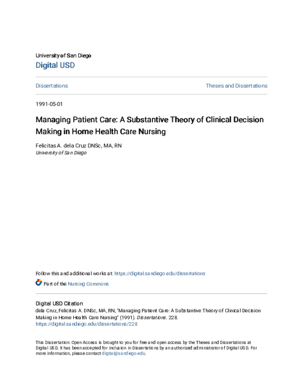 (PDF) Managing Patient Care: A Substantive Theory of Clinical Decision ...