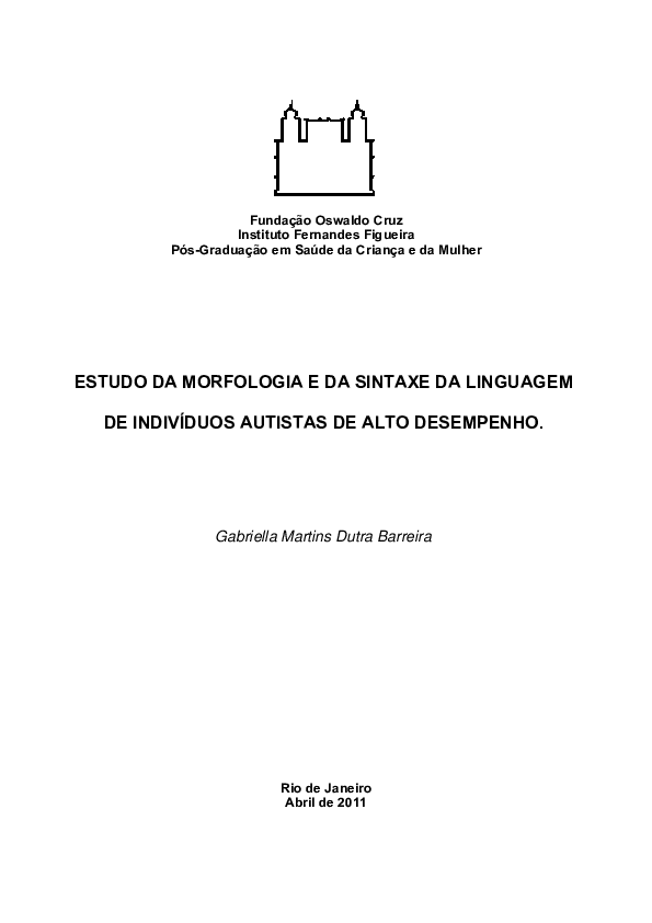 (PDF) Estudo da morfologia e da sintaxe da linguagem de indivíduos ...