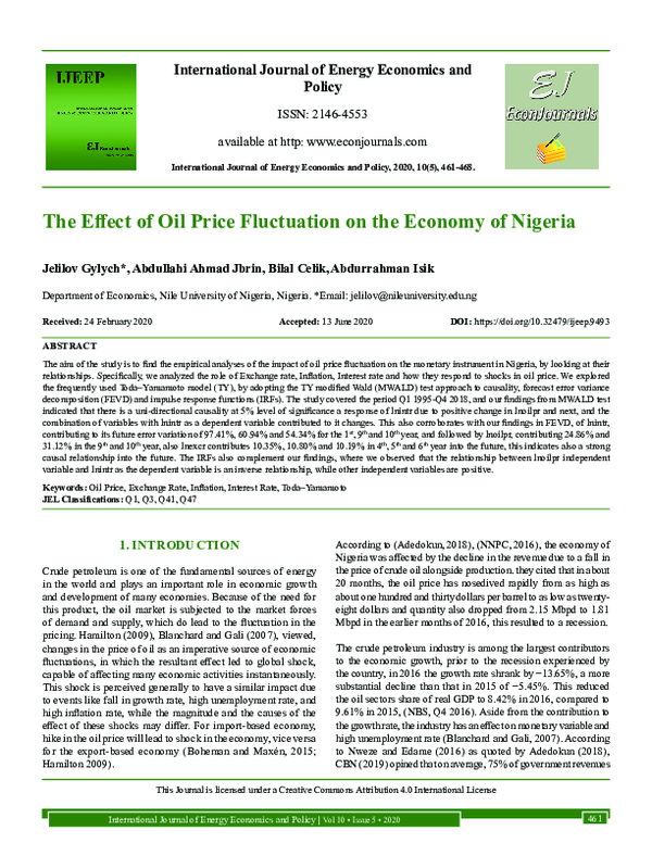 (PDF) The Effect of Oil Price Fluctuation on the Economy of Nigeria
