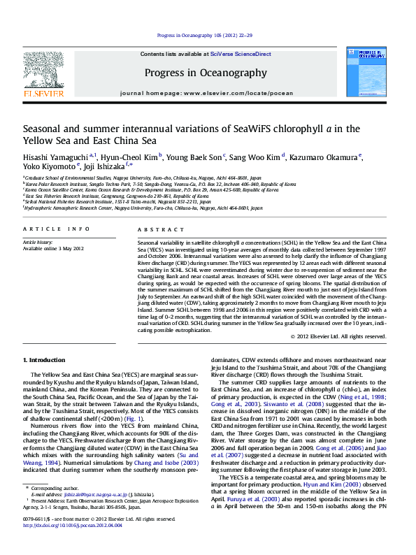(PDF) Seasonal and summer interannual variations of SeaWiFS chlorophyll ...