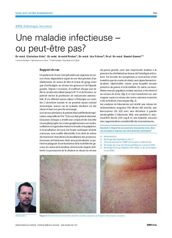(PDF) Une maladie infectieuse – ou peut-être pas?