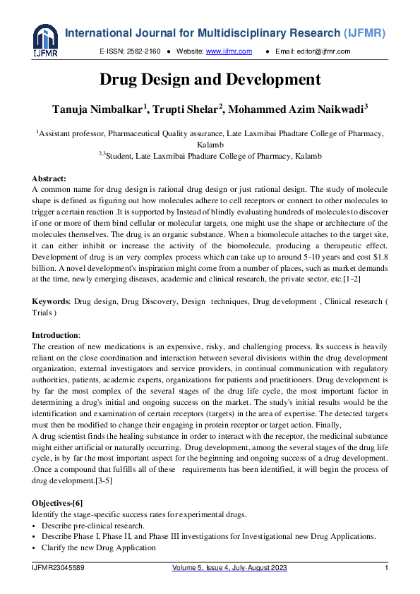 (PDF) A Review on Drug Design and Development