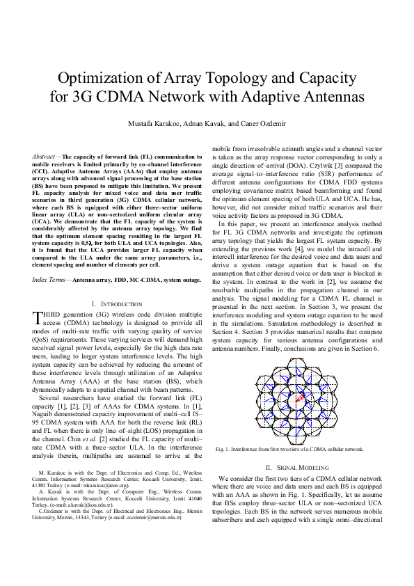 (PDF) Optimization of Array Topology and Capacity for 3G CDMA Network ...
