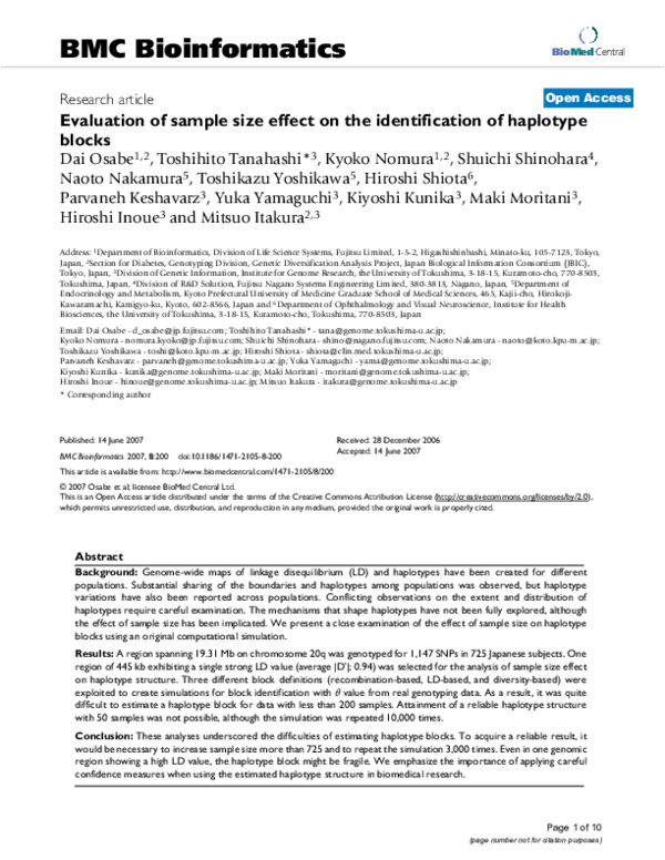 (PDF) Evaluation of sample size effect on the identification of ...