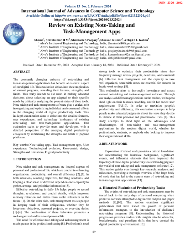 (PDF) Review on Existing Note-Taking and Task-Management Apps