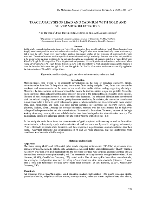 (PDF) Trace Analysis of Lead and Cadmium with Gold and Silver ...
