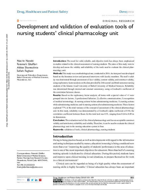 (PDF) Development and validation of evaluation tools of nursing ...