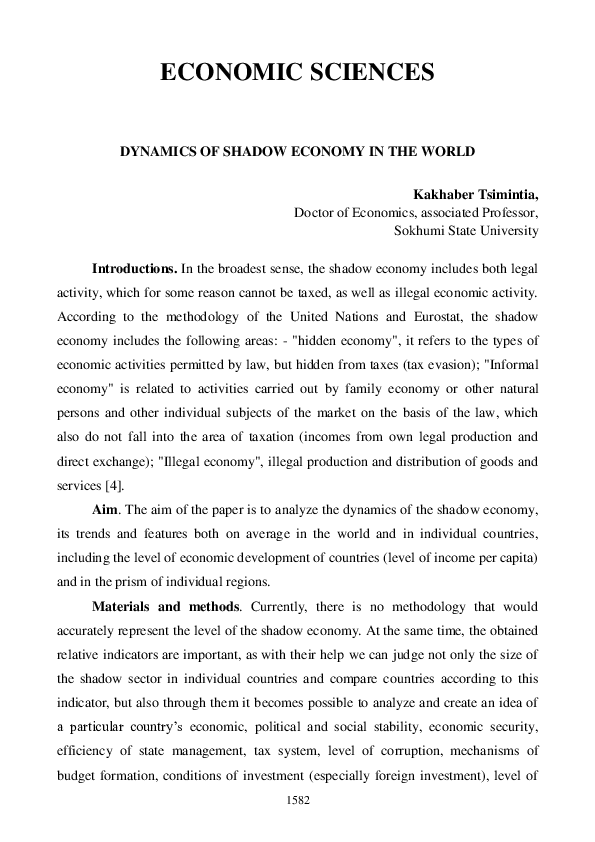 (PDF) DYNAMICS OF SHADOW ECONOMY IN THE WORLD
