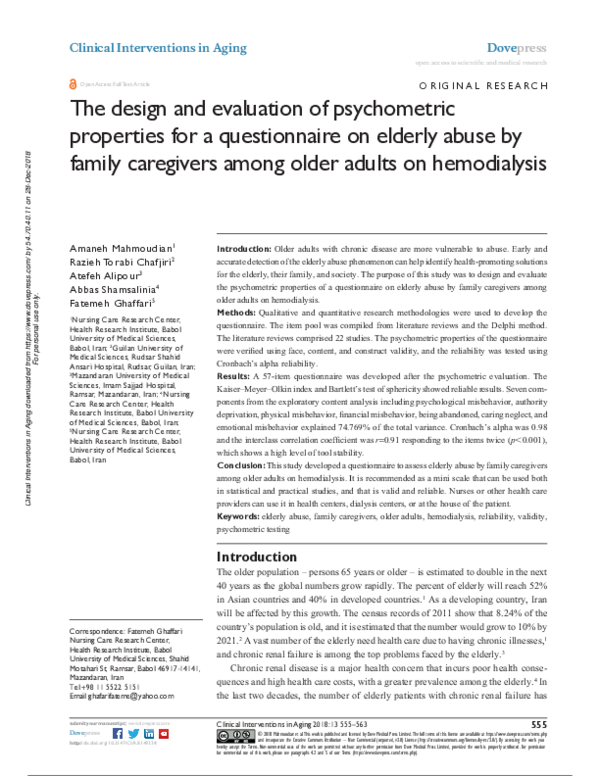 (PDF) The design and evaluation of psychometric properties for a ...